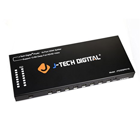 J-Tech Digital JTD3DSP0116 16 Port HDMI Splitter, Support 12-Bit Deep Full HD/3D Video