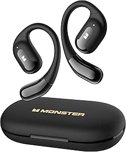 Monster Open Ear AC317 Headphones, Bluetooth 5.4 Wireless Headphones with Stereo Sound, Crystal Clear Calls, 24H Playback, Type-C Charging, Touch Control, Sweat Resistant Open Ear Wireless Earbuds