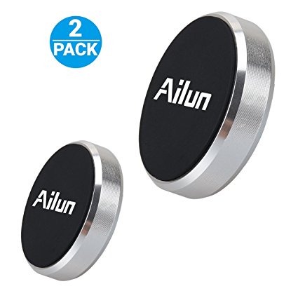 Mini Car Phone Mount,Key Holder,by Ailun,[2Pack] Dashboard Magnetic Car Mount Holder, Stick-on for iPhone 7/6/6s Plus,Samsung S8/S8 ,S7/S7 Edge,S6/S6 Edge  Galaxy Note 5 & Other Smartphones[Silver]