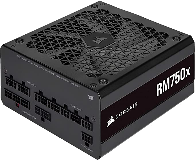 Corsair RM750x 80 PLUS Gold Fully Modular ATX 750 Watt Power Supply (135 mm Magnetic Levitation Fan, Wide Compatibility, Reliabile Japanese Capacitors, Extremely Fast Wake-from-Sleep) UK - Black