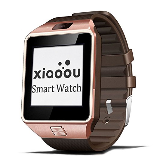 Bluetooth Smartwatch DZ09 With SIM Card Camera Support TF Card for Apple IOS Samsung Android Cell Phones (Brown hand Gold dial)