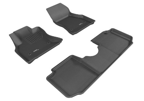 3D MAXpider Complete Set Custom Fit All-Weather Floor Mat for Select Fiat 500L Models - Kagu Rubber Black