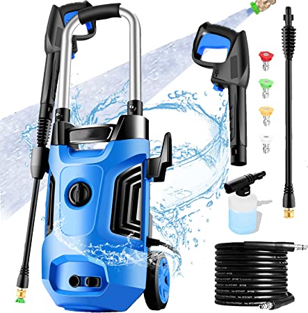 Electric Pressure Washer, 2.5GPM High Power Washer, 1800W Professional Electric Pressure Cleaner Machine with 4 Nozzles Foam Cannon,Best for Homes, Patios, Garden