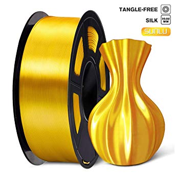 SUNLU PLA Silk LightGold Filament 1.75mm 3D Printer Filament, 1KG 2.2 LBS Spool 3D Printing Material, Shiny Metallic PLA Silk Filament