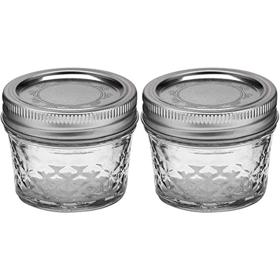 Ball Quilted Crystal Jelly Jars with Lids and Bands, 4-Ounce, Clear (2-Pack)