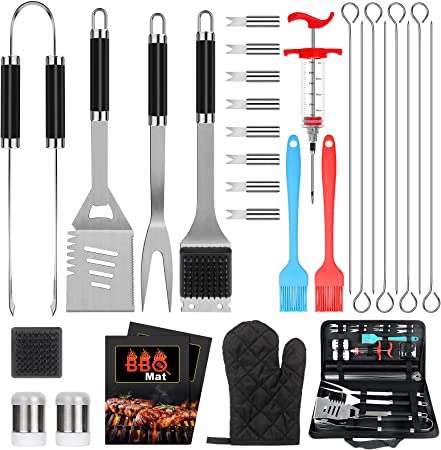 BBQ Grill Tool Set, 30PCS Stainless Steel Barbecue Accessories Professional Barbecue Utensils Kit for Men Women,Ideal BBQ Gift Set for Father's Day Birthday Camping Party