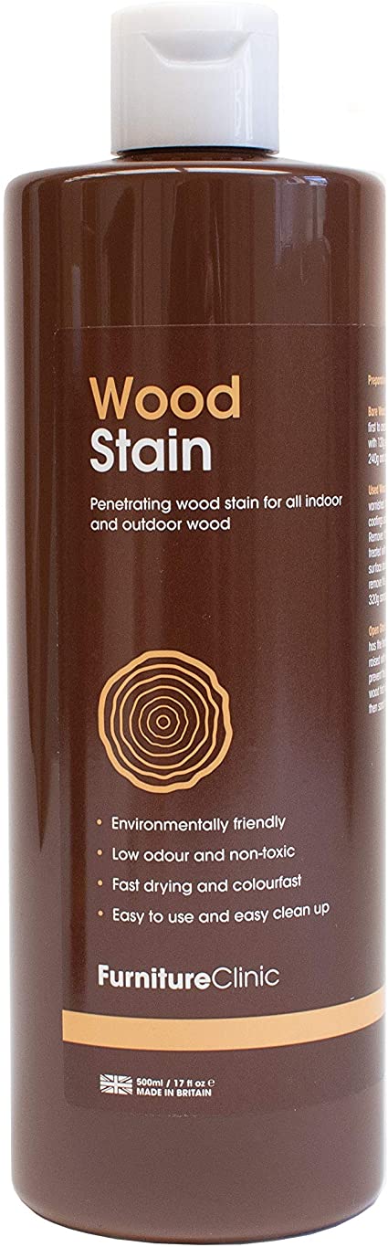 Furniture Clinic Wood Stain (500ml, Dark Oak) - Fast, Effective Wood Stain for all Indoor and Outdoor Wood