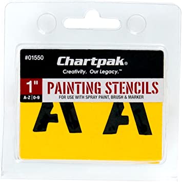 Chartpak Painting Stencils Number/Letter, 1 Inch, Yellow 35 per Set