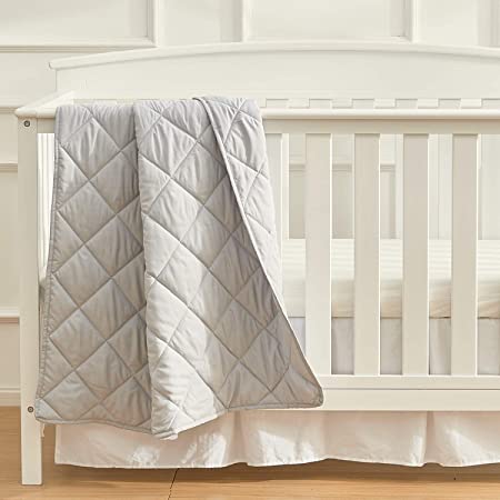 EXQ Home Toddler Comforter Baby Quilt Blanket Soft Lightweight,39×47 Inches Polyester Toddler Nursing Blanket for Infant and Newborn, Ultra Soft for Crib Bed,Stroller,Travel(Silver Grey)