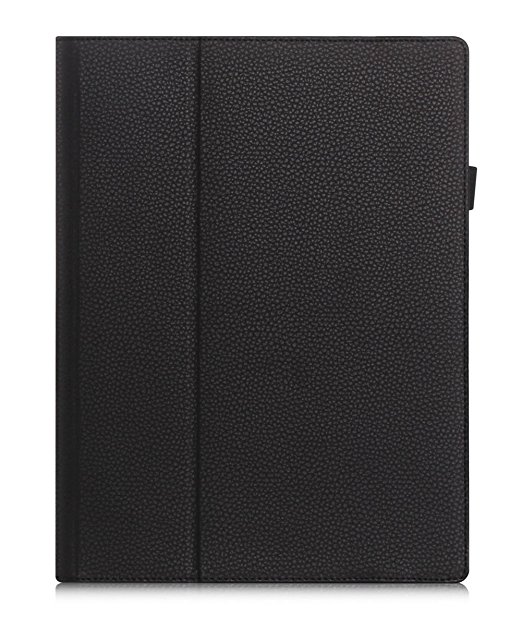 UTRO Leather Card Slots Flip Stand Case Hand Strip for Lenovo Miix 700 / Miix 4 12-inch Tablet - Black