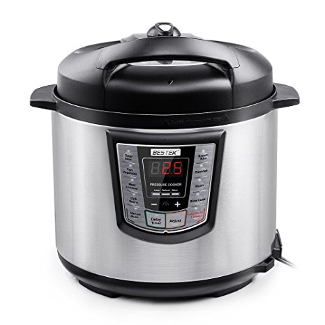 Pressure Cooker, BESTEK 7-in-1 Multi-Functional Programmable Electric Pressure Cooker, 6.33Qt/1000W