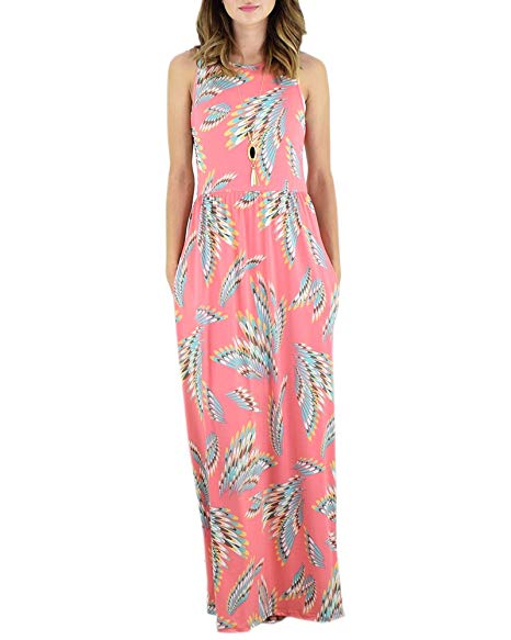 Karlywindow Womens Floral Long Maxi Dresses Sleeveless High Waisted Oversized Dress