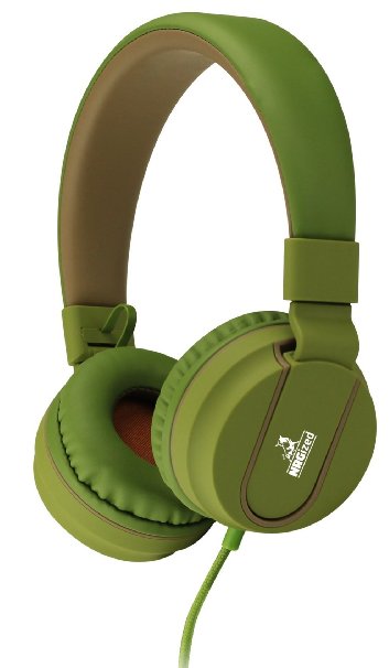 NRGized Headphones with Microphone for Travel Work Kids Teens Running Sport with In-line Controller Green