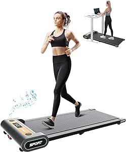 Walking Pad Treadmill Under Desk, 2 in 1 Desk Treadmill Space Saving for Home Office, Portable Treadmill 265lbs Capacity 2.25 HP Walking Pad, Lightweight Walking Jogging Machine Installation Free