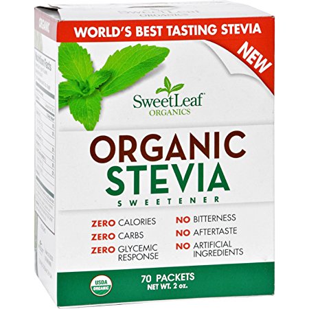 Sweet Leaf Sweetener - Organic - Stevia - 70 Count- 95%+ Organic - Use SweetLeaf in place of sugar