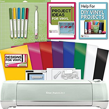 Cricut Explore Air 2 Machine Bundle - Pens, Tool, Vinyl Pack, Designs & Inspiration