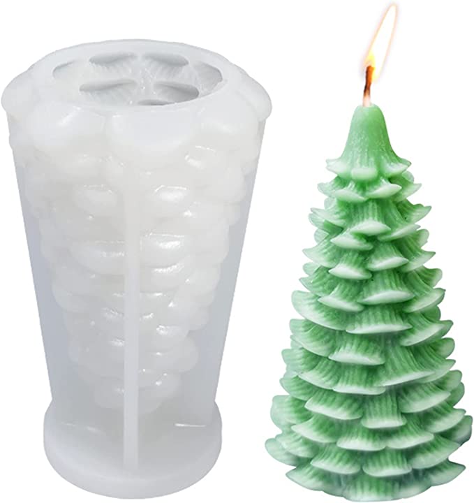 Candle Molds, 3D Christmas Tree Candle Mold for Candle Making, Silicone Resin Epoxy Mould, DIY Casting Aromatherapy Wax Candles