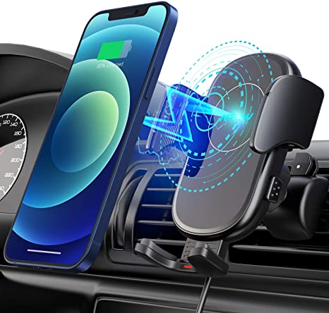 Mpow Wireless Car Charger, Qi Car Charger 10W/7.5W/5W, Auto-Clamping Car Wireless Charger, Air Vent Car Phone Mount, Compatible with iPhone 12/12 Pro/12 Pro Max/Galaxy Note 20/S20/S10