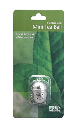 HIC Loose Tea Leaf Mini Tea Ball and Herbal Infuser, 18/8 Stainless Steel, Pierced Tea Ball, 1.25-Inch x 1.5-inch