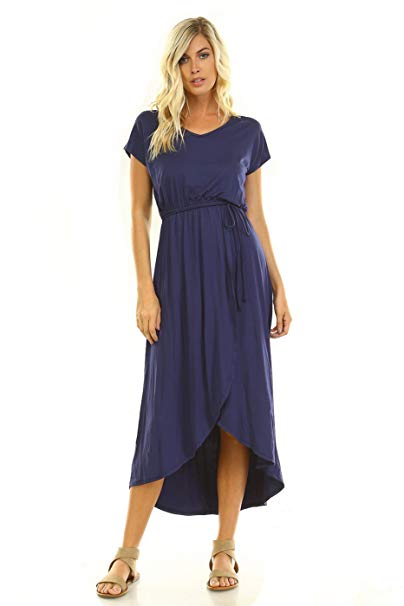 Women’s V-Neck Tulip Wrap Maxi Dress