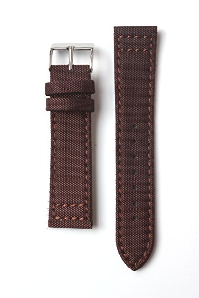 22mm Brown Canvas Watchband with S/S Buckle