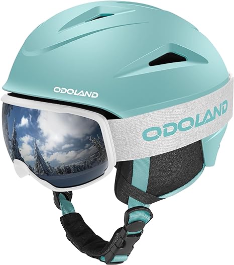 Odoland Snowboard Helmet, Ski Helmet with Ski Goggles for Adults, Durable PC Shell & EPS Foam, Safety Snow Helmets and Protective Goggles for Men Women Youth