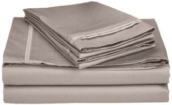 Egyptian Cotton 650 Thread Count Twin 3-Piece Sheet Set Deep Pocket Single Ply Solid Grey