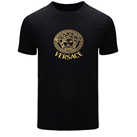 Versace Gold Logo For 2016 Men Printed Short Sleeve Tee T-shirt