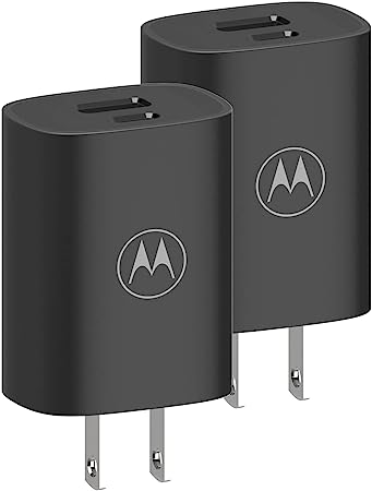 Motorola (2-Pack) TurboPower Flip Duo- Ultra Compact, Travel Friendly Dual Port 20W Chargers with Folding AC Blades and USB-A and USB-C outputs