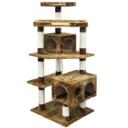 Go Pet Club 61-Inch Cat Tree Condo Scratching Post Furniture, Brown