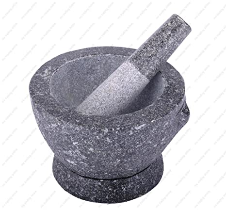 Stone (Granite) Mortar and Pestle, 6 In, 1.5  Cup Capacity