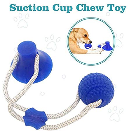 Demlor Pets Multifunction Pet Molar Bite Toy, Durable Dog Tug Rope Ball Toy with Suction Cup, Tugging, Pulling, Chewing, Playing