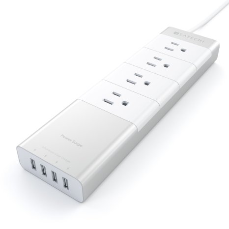 Satechi Aluminum 4-Outlet HomeOffice Power Strip with 45 ft cord and 4 USB Charging Ports