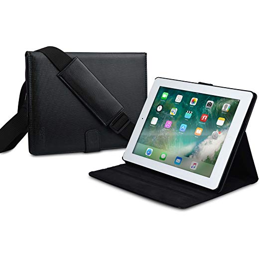 Cooper Magic Carry II PRO case Compatible with iPad 4, iPad 3, iPad 2 | Protective Tablet Folio Cover w/Handle & Stand, Adjustable Strap | Carrying Case for Business School Restaurant Travel (Black)