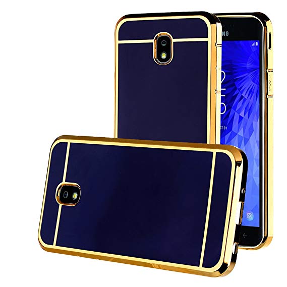 Galaxy J7 Refine/J7 Aero/J7 Top/J7 Crown/J7 Aura/J7 Star/J7 Eon Case, Electroplate Slim Glossy Finish, Drop Protection, Shiny Luxury Case - Royal Blue Gold
