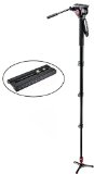 Manfrotto Professional Aluminum Video Monopod with Fluid Movie Head w 3 Leg Base and a Bonus Ivation Quick Release Plate
