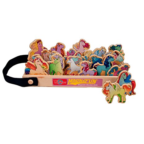 T.S. Shure Unicorns & Ponies Wooden Magnets 20 Piece MagnaFun Set