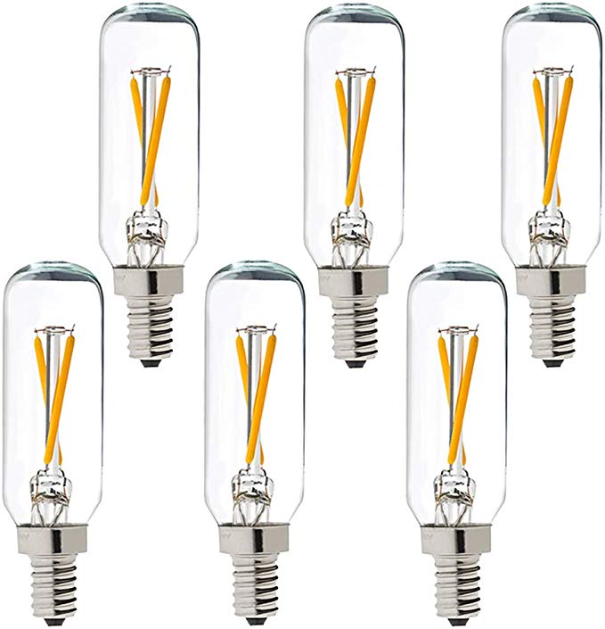 LiteHistory Dimmable T6 led Bulb 25W Candelabra led 2700K Clear 200lm 2W e12 T25 led Bulb 6Pack