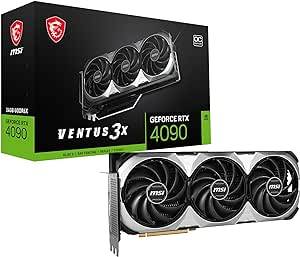 MSI GeForce RTX 4090 Ventus 3X E 24G OC Gaming Graphics Card - 24GB GDDR6X, 2550 MHz, PCI Express Gen 4, 384-bit, 2X DP v 1.4a, HDMI 2.1a (Supports 4K & 8K HDR)