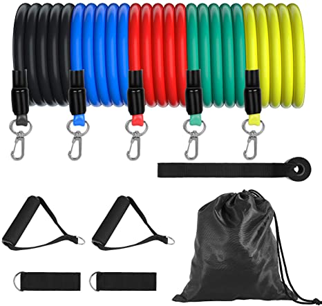 TOPLUS Resistance Bands Set - 5-Piece Exercise Bands for Working Out - Portable Home Gym Accessories, Resistance Bands with Handle - Perfect Muscle Builder for Arms, Back, Leg, Chest, Belly