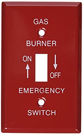 Morris 83496 Emergency Metal Switch Plate, Gas, 1 Gang, Red