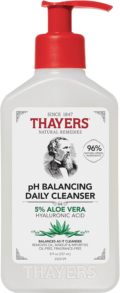 Thayers pH Balancing Daily Cleanser, Face Wash with Aloe Vera, Gentle and Hydrating Skin Care for Dry, Oily, or Acne Prone Skin, 8 FL Oz.