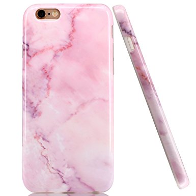 iPhone 6 6S Case,LUOLNH Baby Pink Marble Design Slim Shockproof Flexible Smooth TPU Soft Case Rubber Silicone Skin Cover for Apple iPhone 6 6S