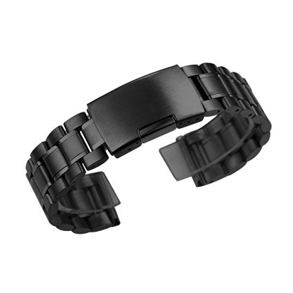 Zeiger Men 18mm B012 High Quality Replacement Metal Wrist Watch Band Stainless Black