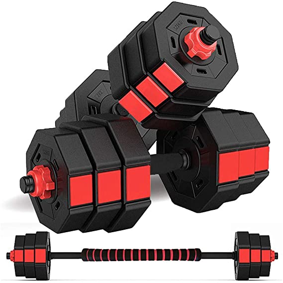 wolfyok Fitness Dumbbells Set, Adjustable Weight to 66Lbs, Home Fitness Equipment for Men and Women Gym Work Out Exercise Training with Connecting Rod Used as Barbells (Pair)