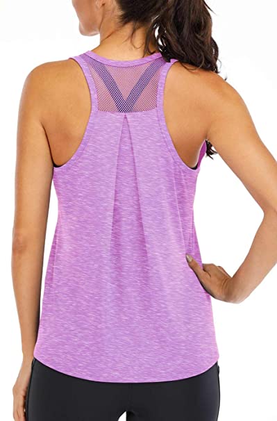 Fihapyli Workout Tops for Women Loose fit Racerback Tank Tops for Women Mesh Backless Muscle Tank Running Tank Tops