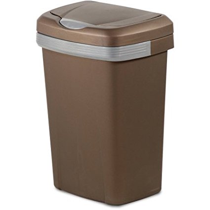 Hefty 13-Gallon Premium Touch Lid Waste Basket, Bronze (1)