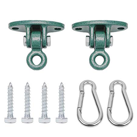 BETOOLL 1800lb Capacity Mini Size Swing Hangers with Wood Mounting Screws for Wooden Sets Playground Porch Indoor Outdoor & Hanging Snap Hooks Green Set of 2
