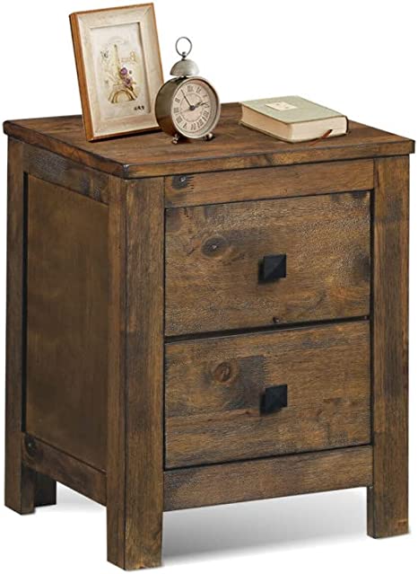 Safeplus Wood Nightstands, Multipurpose End Table Sofa Side Table Bedside Cabinet with 2 Drawers, Perfect for Bedroom/Living Room/Office(Coffe)