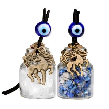 Unicorn Small Car Charms or Home Decor Gem Bottles Crystal Quartz Lapis Lazuli Protection Amulets